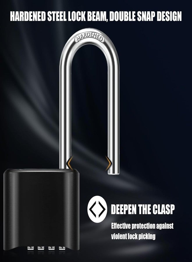 Jukusa Heavy Duty 4-Digit Combination Steel Padlock | Resettable Code Lock with 10,000 Combinations & 8mm Hardened Steel Shackle | High Security Metal Padlock for Gym, Locker, Gate & Travel (Black) - Image 5
